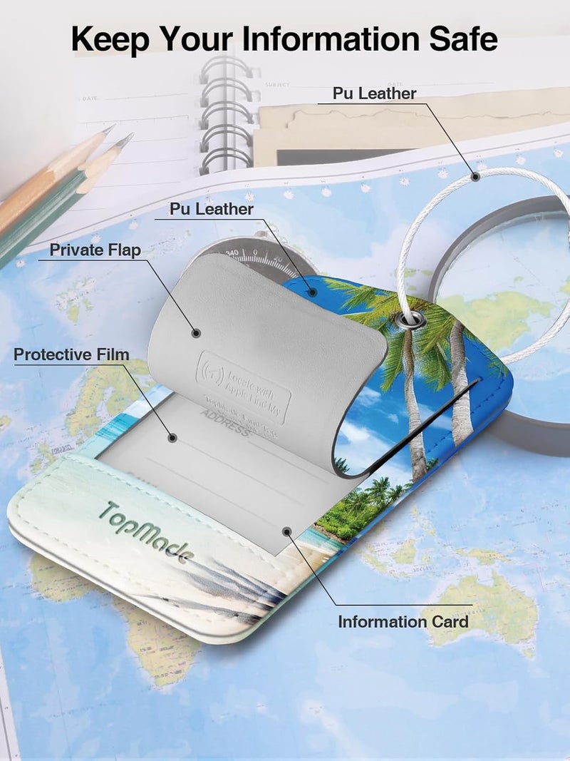 TopMade Smart Luggage Tag with Find My, Premium Leather Luggage Tags for Suitcase, Travel Bags, Backpacks, Anti-Lost Suitcase Tag Tracker for Travel with Privacy Name Card, Rechargeable - Image 5